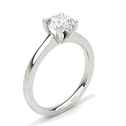 White Gold Ring with Moissanite Solitaire set with 4 round prongs