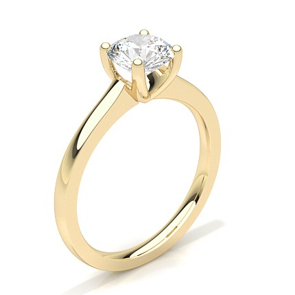 Yellow Gold Ring with Moissanite Solitaire set with 4 round prongs