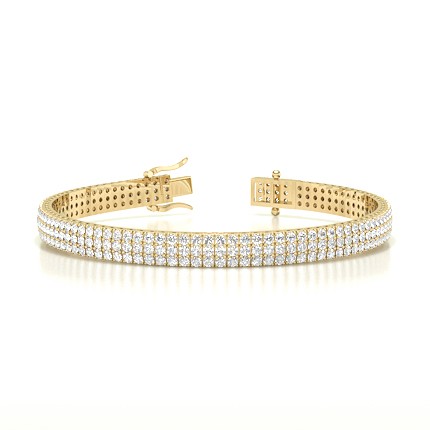 Bracelet in Yellow Gold with Brilliant Moissanites in Triple River Set