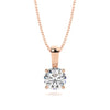 Moissanite Necklace in Rose Gold with 4 Prongs Set Brilliant Solitaire
