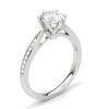 Moissanite Ring in White Gold shouldered solitaire set with 6 royal prongs