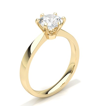 Moissanite Ring in Yellow Gold with a Solitaire 6 prongs set