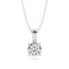 Moissanite Necklace in Silver with 4 Prongs Set Brilliant Solitaire