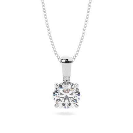 Moissanite Necklace in Silver with 4 Prongs Set Brilliant Solitaire