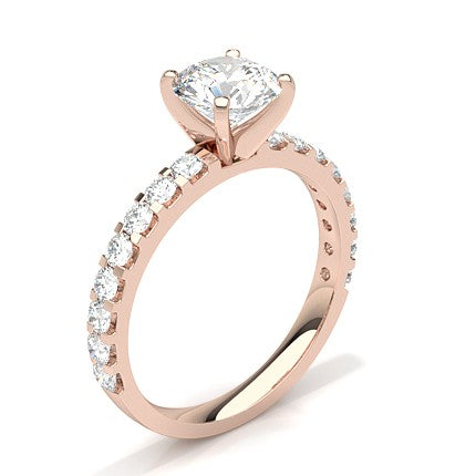 Moissanite Ring in Rose Gold Solitaire Shouldered set with 4 prongs