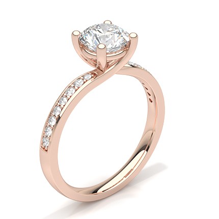Shouldered Solitaire Rose Gold Moissanite Ring set with 4 entwining prongs