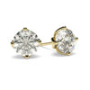Moissanite Stud Earrings in Yellow Gold Solitaire set with 4 flower-shaped prongs