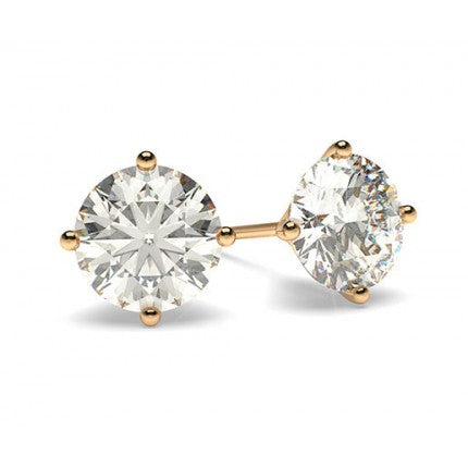 Rose Gold Moissanite Stud Earrings Solitaire set with 4 straight prongs