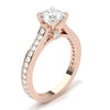 Rose Gold Ring Moissanite Solitaire set with 4 prongs and shouldered with halo