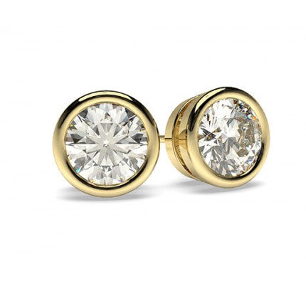 Yellow Gold Moissanite Circled Chip Earrings