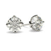 Moissanite Stud Earrings in Silver Solitaire set with 4 flower-shaped prongs