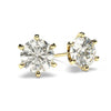 Moissanite Chip Earrings in Yellow Gold Solitaire set with 6 prongs