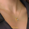 Moissanite Necklace in Yellow Gold with 4 Prongs Set Brilliant Solitaire